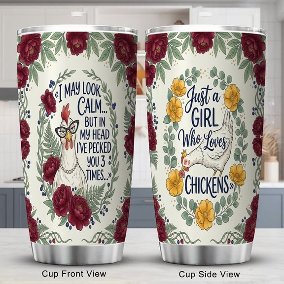 Chicken Tumbler 20oz , Insulated Travel Coffee Mug for Commuters