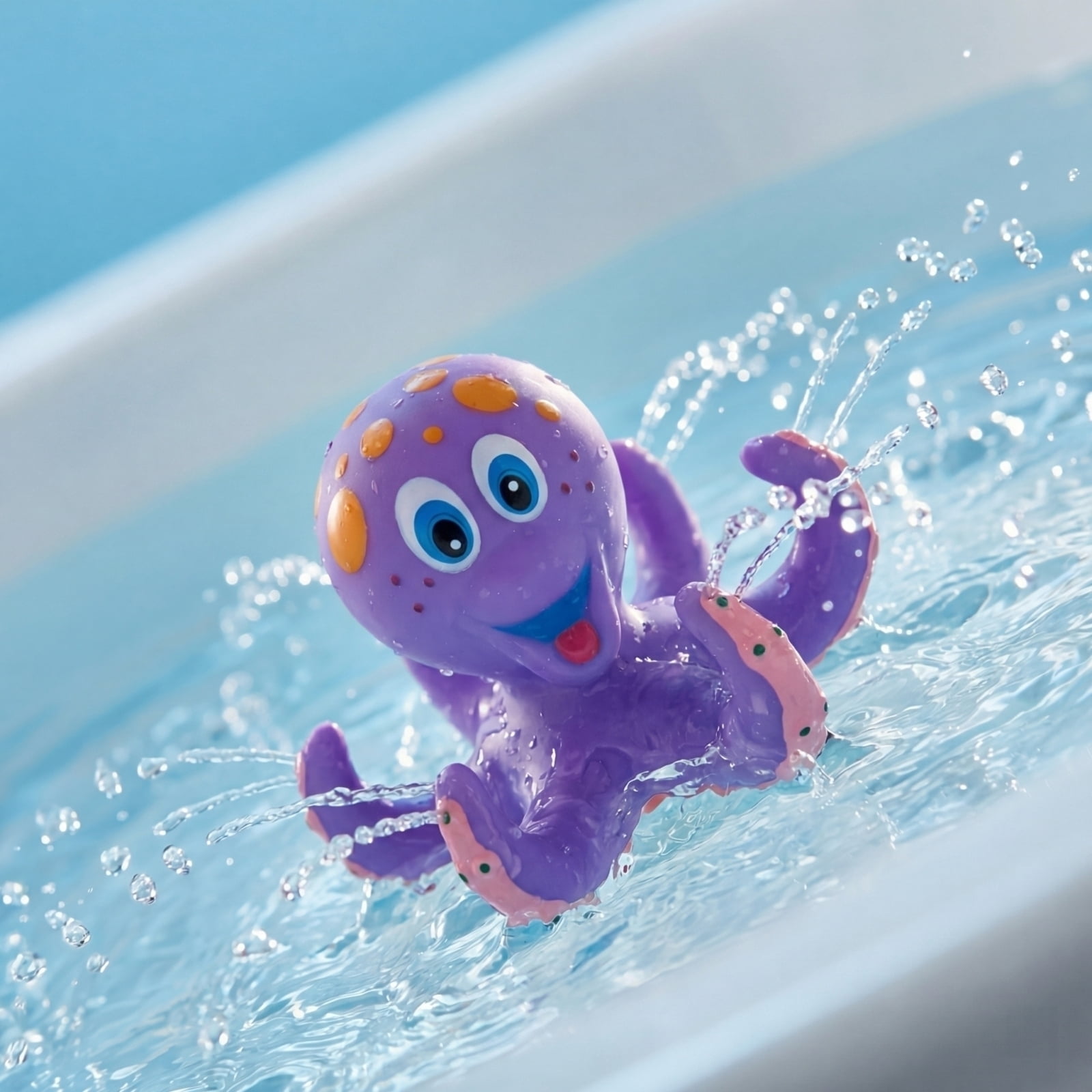 Adorable Floating Octopus Squirter Kids Bathroom Water Play Toy, Toddler Shower Time Distraction Interactive Water Table Play, Non Toxic BPA Free Smooth Floating Sensory Games For Babies