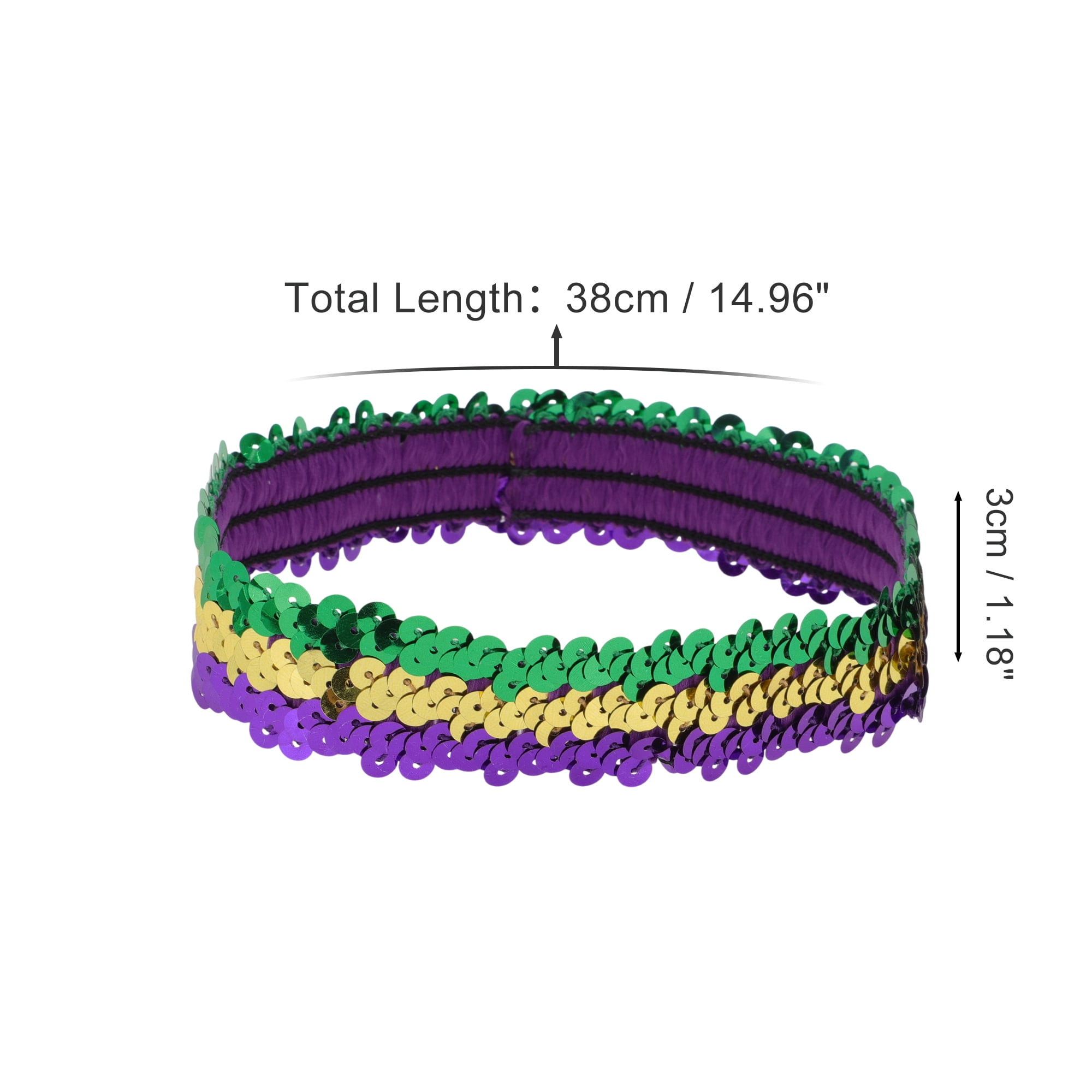 Unique Bargains Stretch Sequins Headbands 1 Pc Gold Tone Green Purple