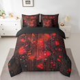 thumbnail image 2 of Erosebridal Gradient Geometric Bedding Sets King Size, Red Bedding Accessories, Circuit Print Decor, Reversible 7-Piece, 2 of 5