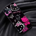 thumbnail image 3 of Funda de teléfono para iPhone 14 Plus, 13, 12 Mini, 11 Pro Max, XS, XR, X, 8, 7 Plus, 14Pro, funda de silicona negra, bonita y fresca, Hello Kitty Cat, 3 of 5
