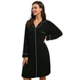 thumbnail image 2 of EFINNY Women's Button Down Nightgown Long Sleeved Nightdress Open Front Suit Solid Color Sleep Skirt Homewear, 2 of 7