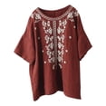 thumbnail image 4 of Pxiakgy Embroidered Boho Tops for Women Relaxed Fit Basic Tee Mexican Shirts Bohemian Tops 3/4 Length Sleeve Womens Tops Boho Shirts Lightweight Pullover Shirt Peasant Tops 3/4 Length Sleeve Shirts L, 4 of 5