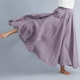 thumbnail image 5 of Women's Stretchy Waist Flowy Midi Skirt For Daily Wear Vacation Dance Comfortable Elastic High Waist Long Skirt Basic Solid Color Casual Boho Skirt Short Skirt Can Can Skirt Skirt with Shorts, 5 of 6