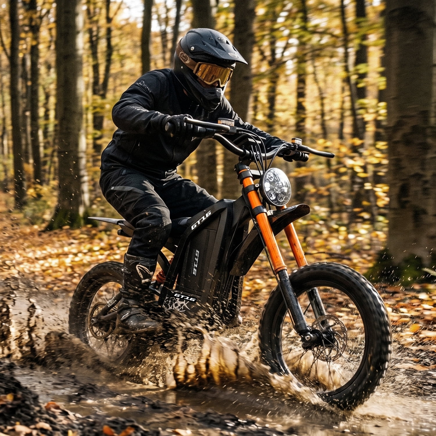 ASKGO GT16 Electric Dirt Bike for Adults,3000W Peak Electric Motorcycle 40MPH 48V 30A Battery,100Miles Electric Bike,16"Tire Ebike,Dual Hydraulic Brakes E Mountain Bike,Full Suspension,UL2849