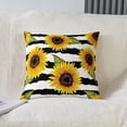 thumbnail image 4 of Ryan; Set of 2 Sunflower Throw Pillow Covers, Stripes Panormatic Printed Cushion Case for Home Living Room Decor, Reversible Blossom Garden Theme Decorative Throw Cushion Case, 18x18 Inches, 4 of 6