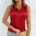 thumbnail image 5 of Lenpel Women's Tank Tops Trendy Summer Satin Sleeveless Collared Button down Shirts Business Casual Tunic Blouses, 5 of 7