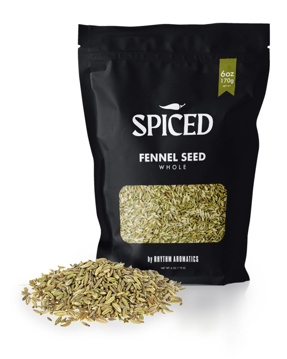 SPICED Whole Fennel Seed 6 Oz. Closable Pack of Fennel Seeds for