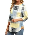 thumbnail image 3 of Fantaslook Womens Plus Size Tops 3/4 Sleeve Pleated Dressy Blouses Crew Neck Casual Tunic Tops Summer Shirts, 3 of 7
