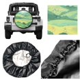 Tranquil countryside scene with green hills tire cover, wheel protector