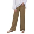 thumbnail image 2 of Women'S Cotton Linen Drawstring High Waisted Pants Casual Loose Fit Wide Leg Trousers Brown XL, 2 of 7