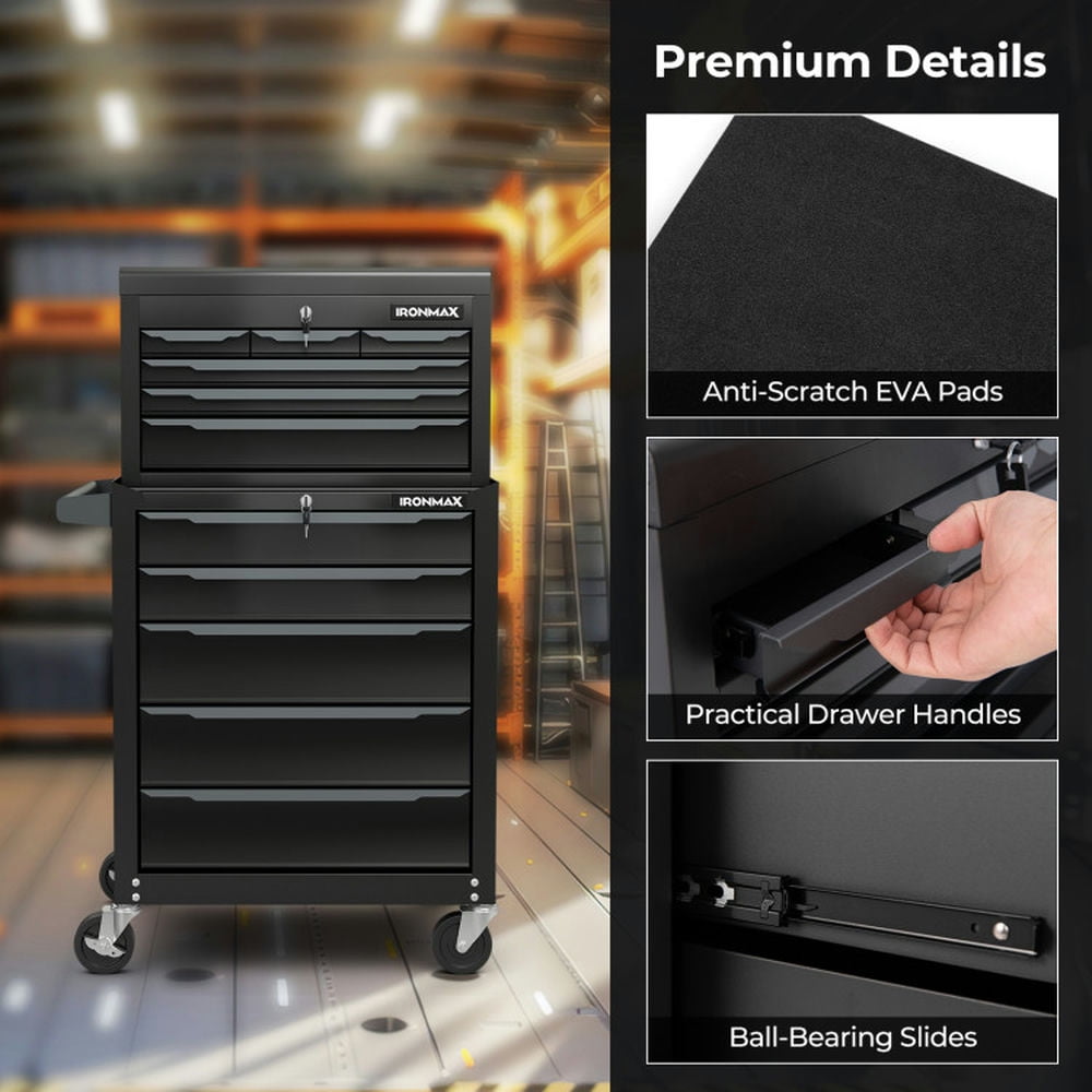 Aimee Lii 24" Tool Chest Case with 6 Drawers and Top Storage for Garage Repair Shop & Warehouse, Multi-Function Tool Organizer for Outdoor Backyard Garden, Black