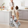 thumbnail image 4 of Towallmark Foldable Step Stool, Adjustable 3 Steps Stool with Handles, Step Stool for Bathroom Sink, Kitchen Counter, Toilet Potty Training, Anti-skip Stepping Standing Tower, 4 of 8