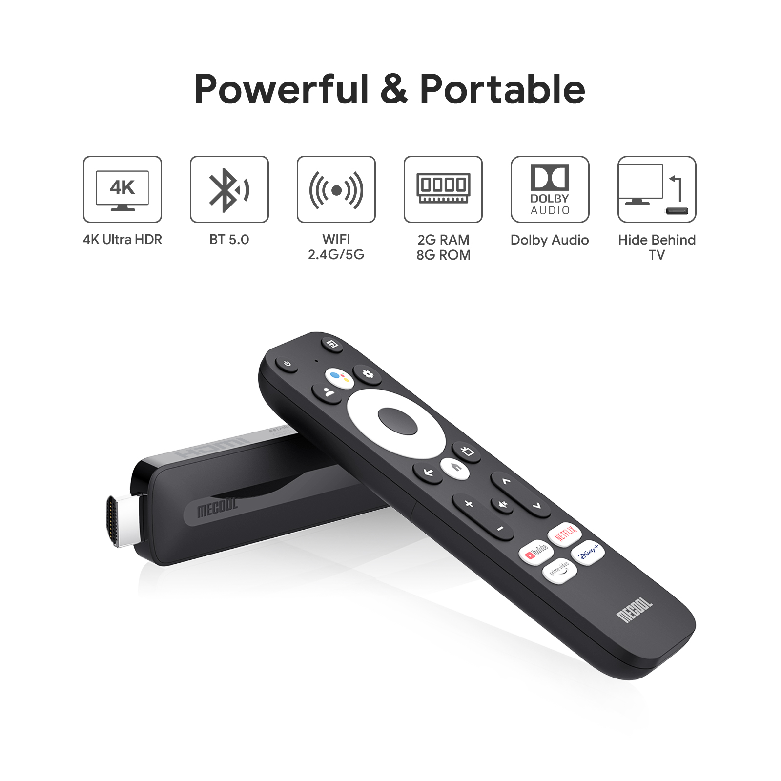 KD3 4K Google TV Stick Android 11 – Certificato Netflix, 2GB RAM, 8GB ROM, HDR, AV1, Telecomando Vocale