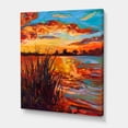 thumbnail image 3 of Designart ' The Lake At Sunset Evening Glow I ' Nautical & Coastal Canvas Wall Art Print, 3 of 4