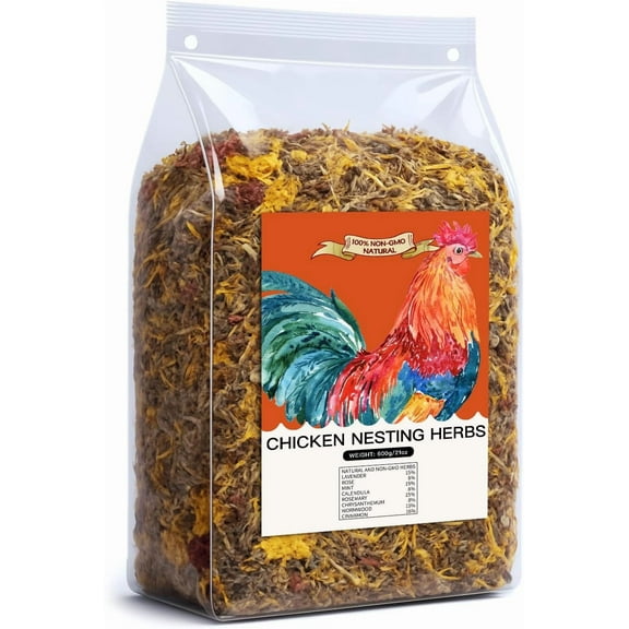 21 Oz Chicken Nesting Herbs Flowers Premixed Dried Poultry Herbs Natural Nesting Box Pads Roost House Lime Feed Grit Herbs Bedding Supplies for Chicken Duck Coop Feeder Freshness Egg Laying CoopSmell