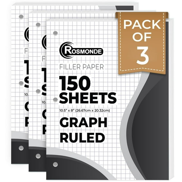Papel de hojas sueltas Rosmonde, paquete de 3, 450 hojas, 21 x 27 cm, 54 g/m²