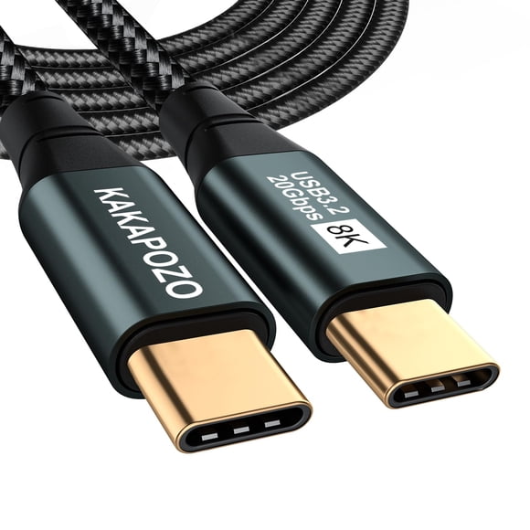 KAKAPOZO USB C to USB C 3.1 Gen 2 Cable-10FT-20Gbps Data Transfer-8K@60Hz Video Output Monitor Cable-100W PD Fast Charging USB C to USB C Display Cab
