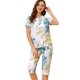 thumbnail image 1 of Conjunto De Pijama De Salón Elegante Con Botones En La Parte Delantera Y Cuello En V Floral Para Mujer Blanco S, 1 of 6