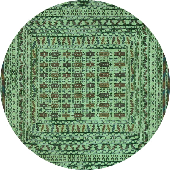 Ahgly Company Indoor Round Southwestern Turquoise Blue Country Area Rugs, 4' Round