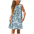 thumbnail image 1 of Robes Filles Mode Mignon Printemps et Été Imprimé Col Rond Sans Manches Décontracté Robe Tout-Petit Marron 7-8 Ans, 1 of 4