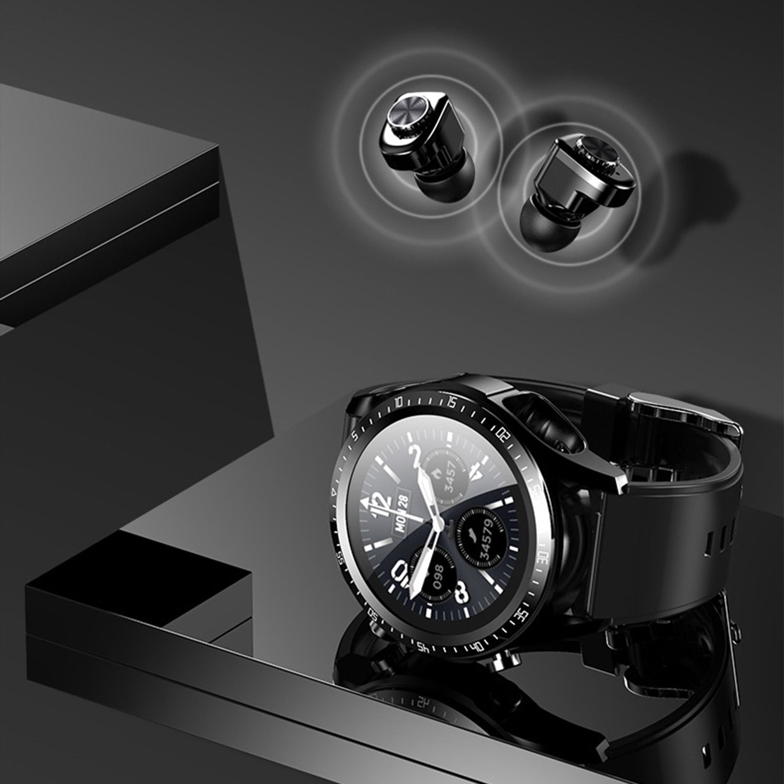 Outoloxit 2-in-1 Sports Smartwatch with Wireless Earphones, 1.32 Inch Alloy Screen, IP67 Waterproof, Multi-Sport Modes, Works with iOS & Android, Long Battery Life