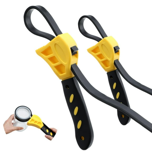 Rubber Strap Wrench Set, 2PCS Oil Filter Wrenches with Max Diameter 4" & 6", Adjustable Wrench for PVC Joints Shower Heads Faucets, Jar Opener Pipe Wrench for Plumbers Mechanics