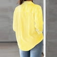 thumbnail image 5 of Jzuxvd Womens Button Down Shirts Gauze Cotton Dress Shirt Long Sleeve Oversized Solid Tunic Tops with Pockets Yellow XXL, 5 of 8