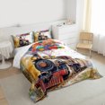 thumbnail image 3 of Homewish Train Steam Engine Queen Comforter Set,Colorful Balloon Bedding Sets,Retro Ink Painting Bedding Comforter Set For Boys Teens,Microfiber Bedroom Decor Reversible,3 Pieces, 3 of 8