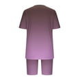 thumbnail image 4 of Aofany 2 Piece Outfits for Women Summer Clothing Sets V-Neck Gradient Color Oversized Tshirts Matching Biker Shorts Plus Size Lounge Sets for Women, 4 of 4