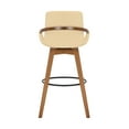 thumbnail image 6 of Baylor 30" Cream Faux Leather and Walnut Wood Swivel Bar Stool, 6 of 7
