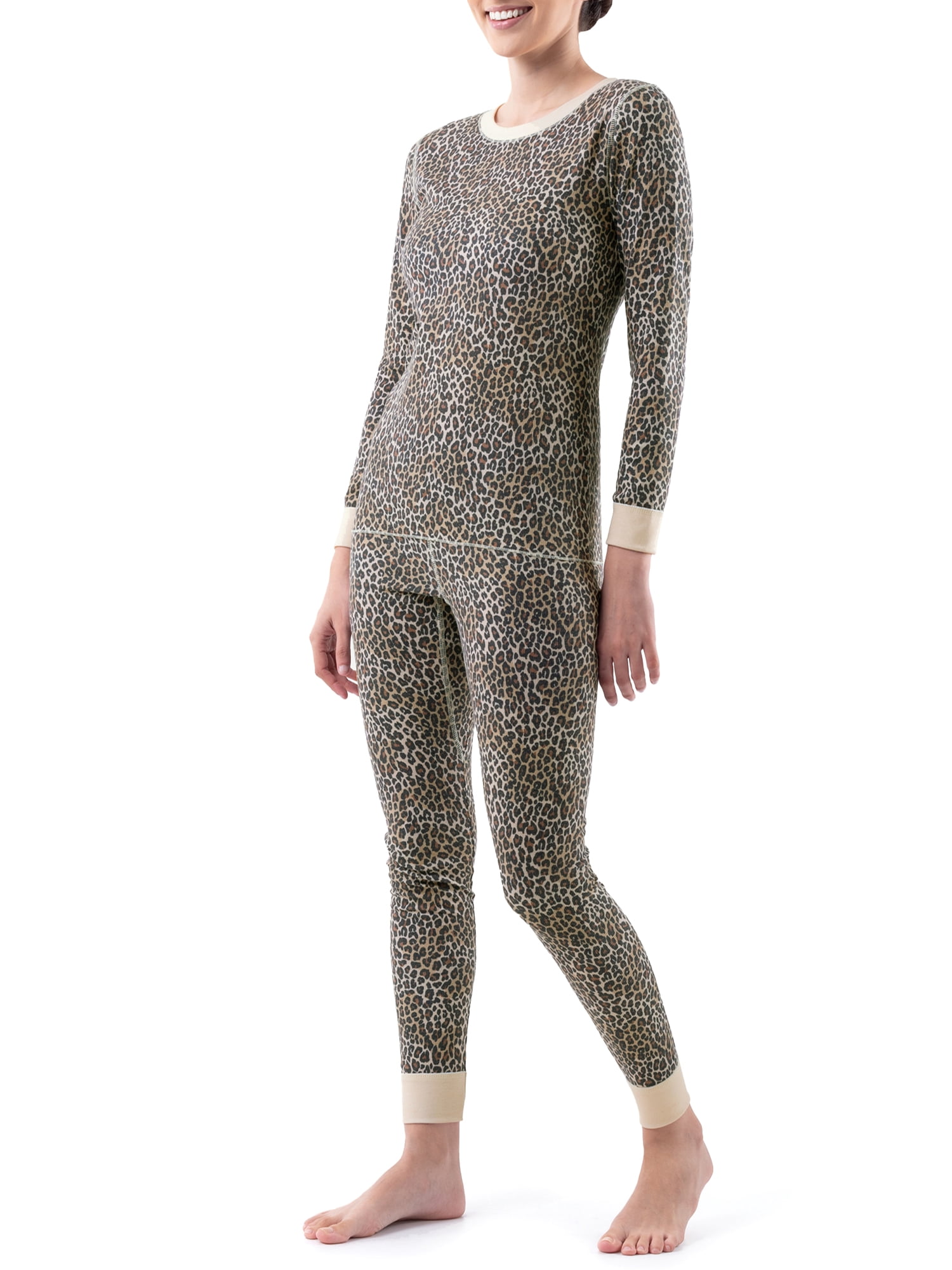 Fruit of the Loom Women's and Women's Plus Long Underwear 2-Piece Waffle Top and Bottom Thermal Set, Prints