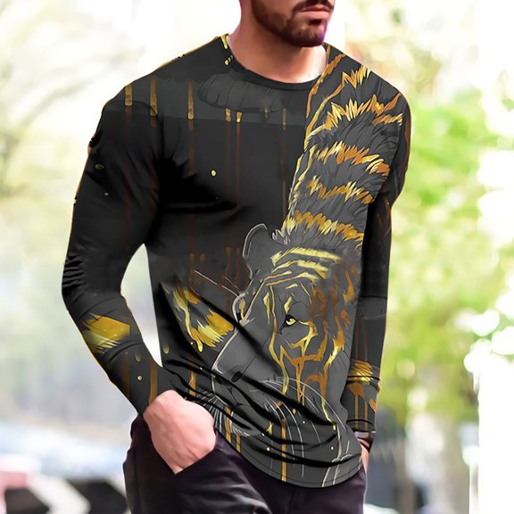 EQWLJWE Men's Short Sleeve Tee Men Fashion Casual Round Neck Pullover Printing Short Sleeve T Shirt Blouse