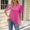B423 Hot Pink summer tops for women clearance under $5, variant on Cagogo Loose Fitting V Neck Collared T Shirt for Womens Under $5 Summer Tops Puff Short Sleeve Solid Color Tunic Tops for Leggings Peasant Green Tshirts Outfits