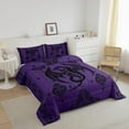 thumbnail image 2 of Purple Black Dragon Comforter Set,Vintage Boho Floral Print Bedding Set,Paisley Pattern Quilt Set Adult Room Decor Exotic Trippy Duvet Insert, 2 of 6