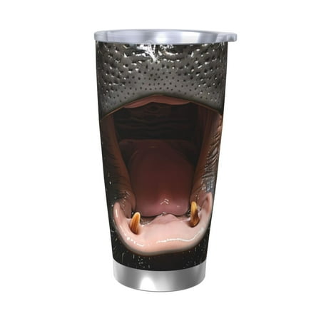 

Qekee Playful Baby Hippo Splash Print 20OZ Car Cup Stainless Steel Vacuum Insulated Tumbler Tumbler Cup With Lid And Straw Travel Coffee Mug-Without Straw