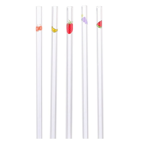 5PCS Heat-resisting Straw Transparent Glass Straw Milk Juice Drinking Straw