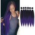 thumbnail image 1 of Trenza preestirada de 26" con degradado morado, paquete de 6 trenzas fáciles de trenzar, fibras de crochet profesionales, trenza texturizada Jacqui (morada), 1 of 5