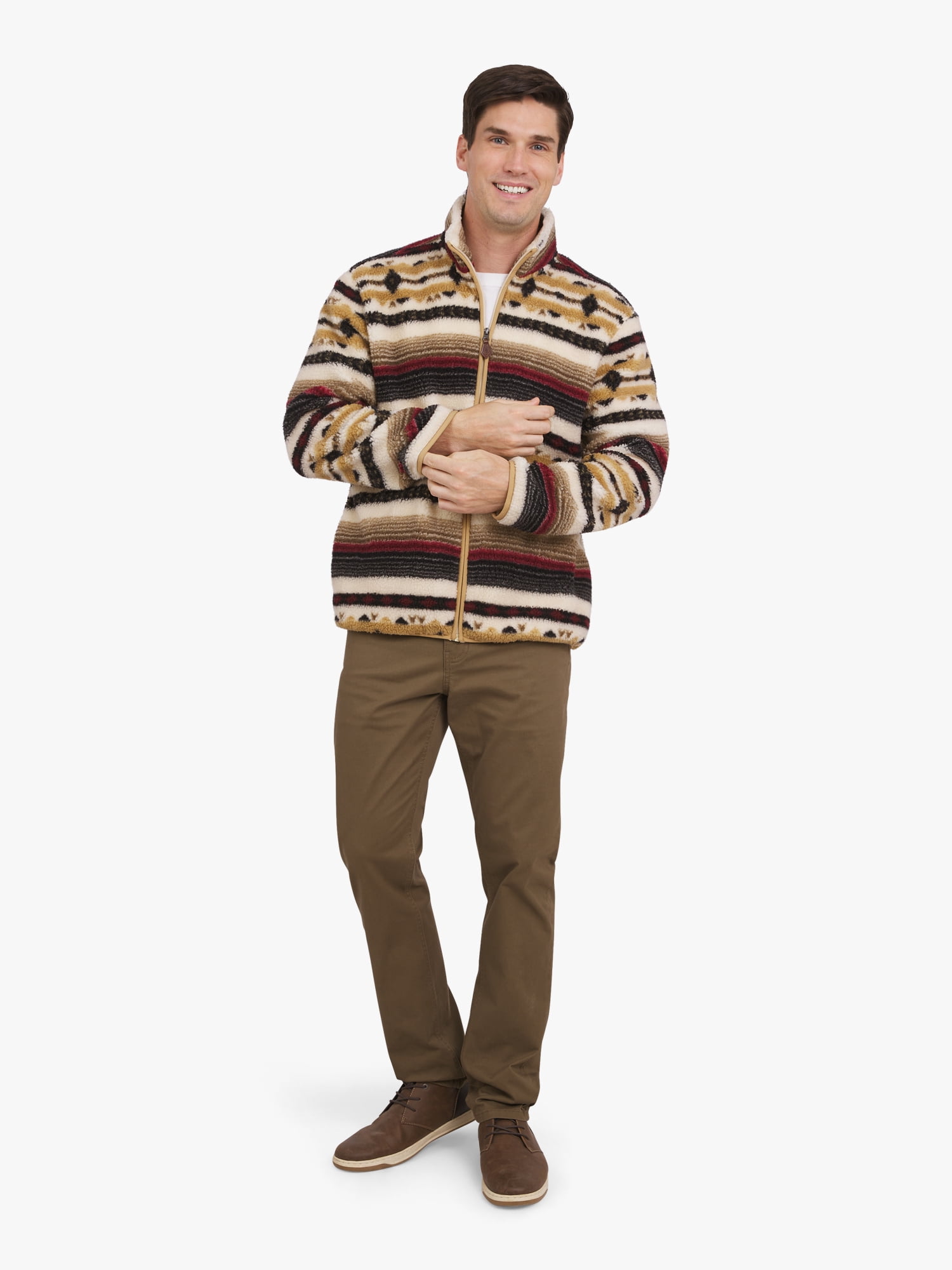 Chaps Men's & Big Men's High Pile Printed Plaid Sherpa Jacket, Sizes S-3XL