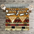 thumbnail image 3 of Ambesonne Animal Quilted Bedspread Set 3 Pcs, Hunt Zebra Tribe Ethnic, Queen Size, Ruby Mustard, 3 of 3