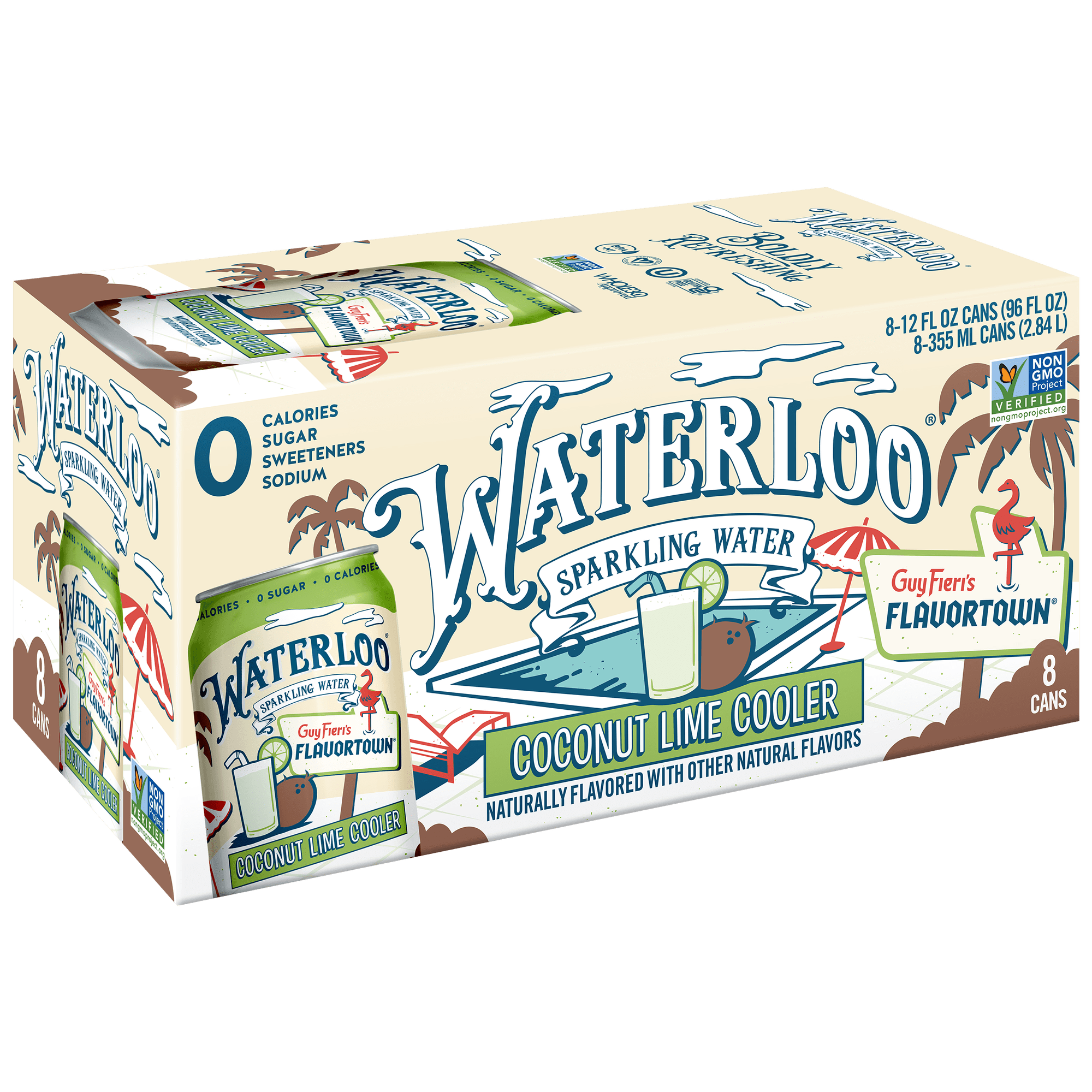 Waterloo Sparkling Water, Coconut Lime Cooler, 12 fl oz, 8 Pack Cans