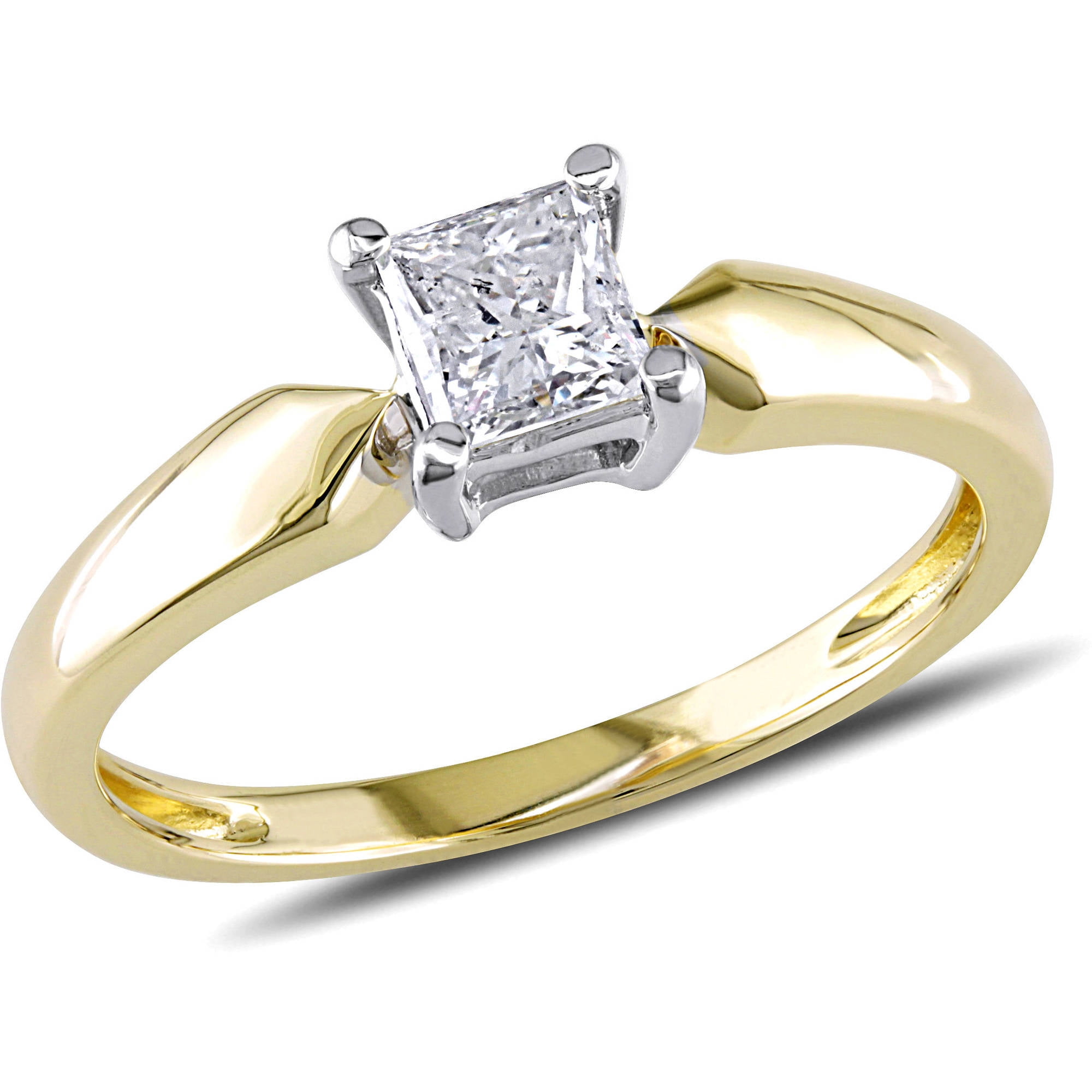Miabella 1 2 Carat T.W. Princess Cut Diamond Solitaire Ring in 14kt Yellow Gold by