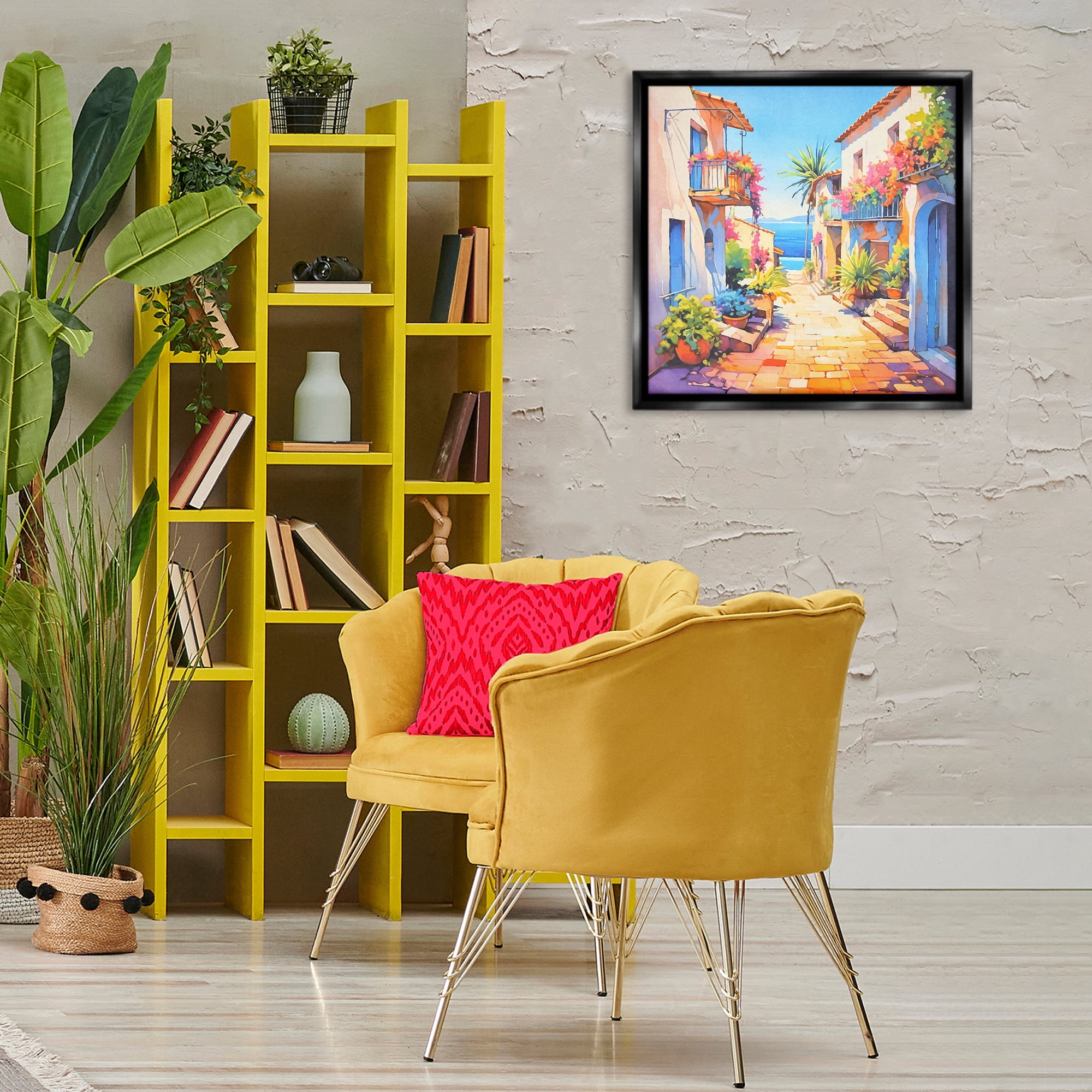 Stupell Industries Scenic Bella Vista Scenic & Cityscapes Painting Black Floater Framed Canvas Art Print Wall Art, 25 x 25