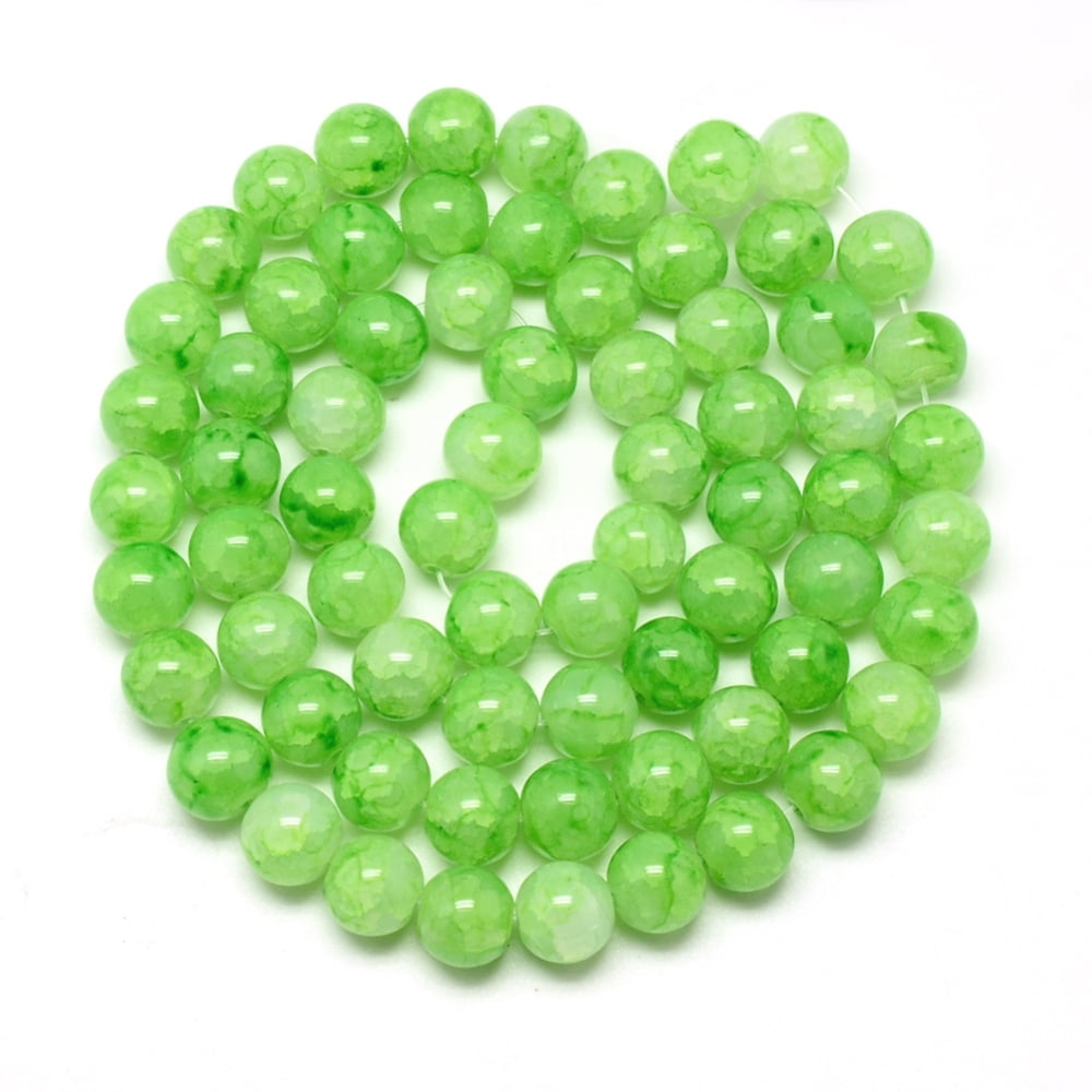 20 strand Baking Painted Crackle Glass Bead Strands Round Lawn Green 6mm Hole: 1.3~1.6mm 133pcs/strand 31.4 inch