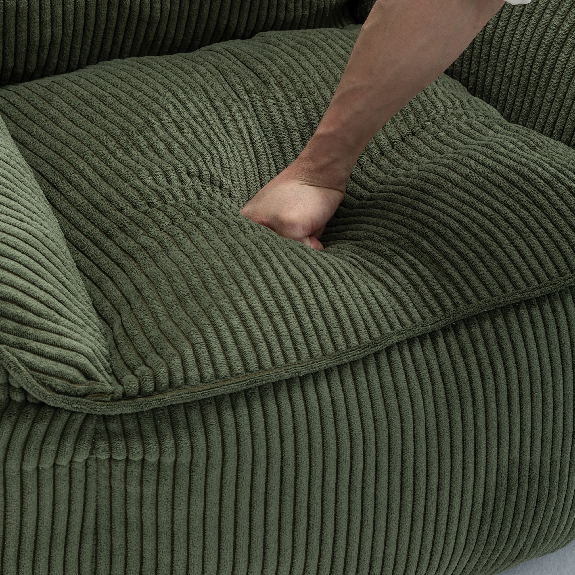 Bean Bag Chair Sofa for Adults Teens, Comfy Corduroy Large Bean Bag Chairs with Armrests for Bedroom Living Room, Adult Beanbag Lazy Sofa Couch Chairs with Filler Included (Green)