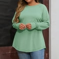 thumbnail image 5 of YDDIAN Womens Trendy Tops Plus Size Long Sleeve Baggy Tunic Tshirts Crewneck Fall Basic Loose Fit Tops with Thumb Holes Light Green 3XL, 5 of 6