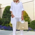 thumbnail image 4 of Traje De Verano De 2 Piezas Algodón Cami Top Pantalones Cuello redondo Mujeres Loose Fit Ropa diaria (Blanco M) Cgtredaw Para estrenar, 4 of 6