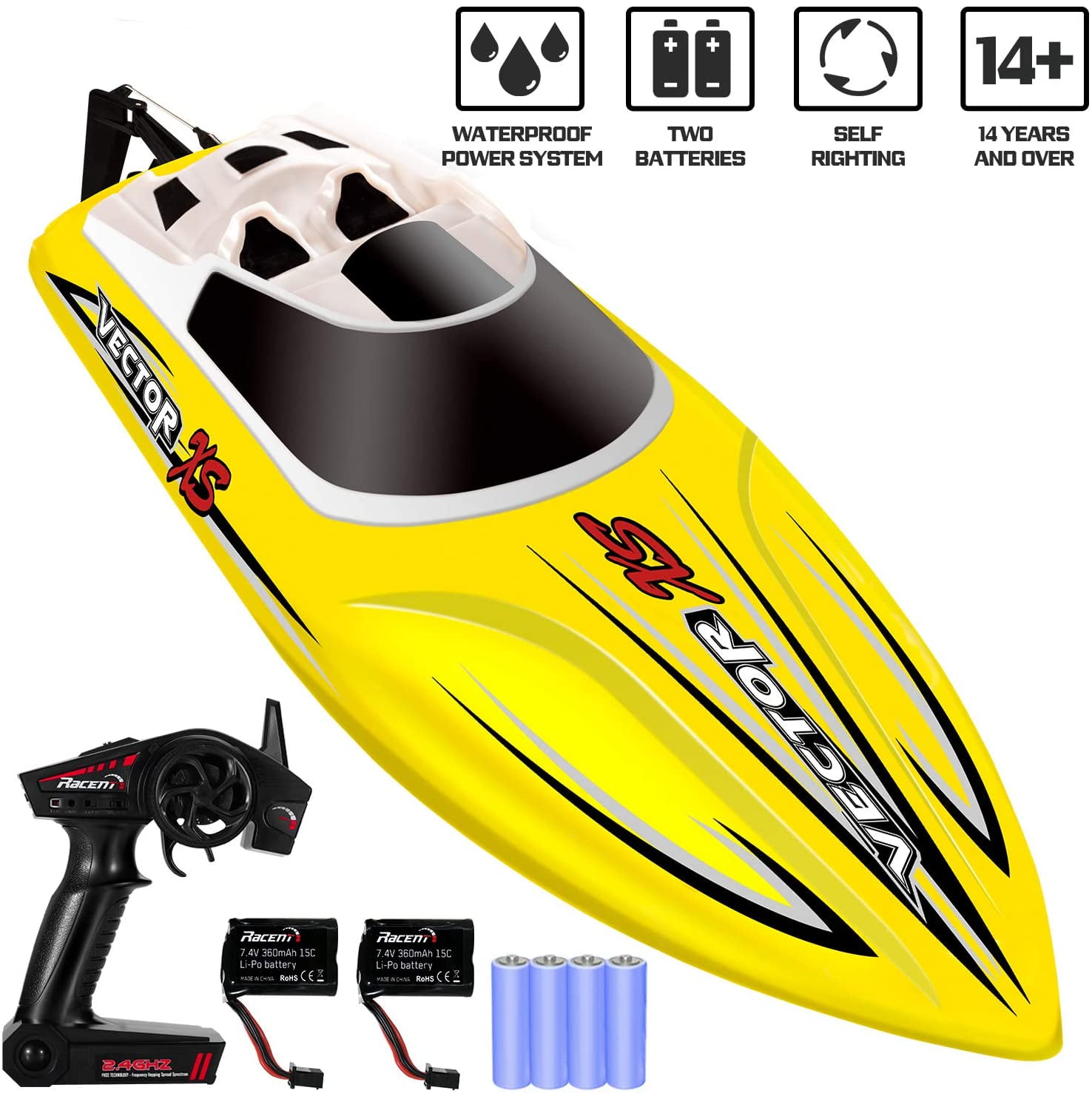 Gold Toy Remote Control Boat for Pools & Lakes,Fast RC Boat for Kids & Adults,Self Righting