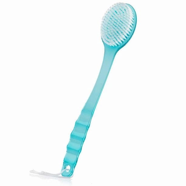 Cepillo de baño de cerdas súper suaves, cepillo para el cuerpo de la ducha con mango largo, cepillo para el cuerpo de la ducha, belleza de la espalda, cepillo para el cuerpo de la piel seca, azul