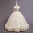 thumbnail image 1 of Vestido de verano para niña, vestido de novia con lentejuelas, vestido de princesa con malla bordada y pontón, 1 of 6